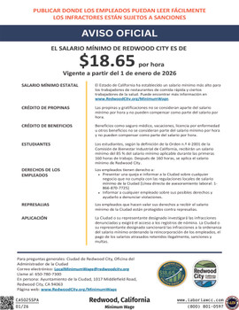 Redwood, California Minimum Wage Supplemental Poster