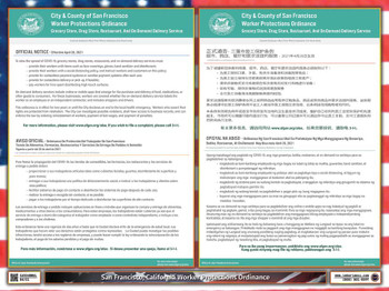 San Francisco, California Worker Protections Ordinance Poster