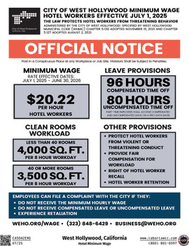 West Hollywood, California Hotel Minimum Wage Supplement