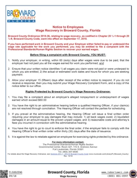 Broward County, Florida Wage Recovery Supplement