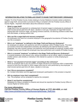 Pinellas County, Florida Wage Theft Supplement