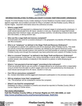 Pinellas County, Florida Wage Theft Supplement