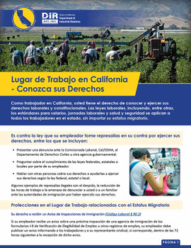 California Workplace Know Your Rights Pamphlet Packet