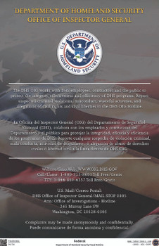 Federal Department of Homeland Security Fraud Hotline Specialty Supplement