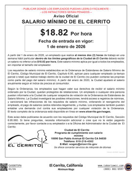 El Cerrito, California Minimum Wage Supplement