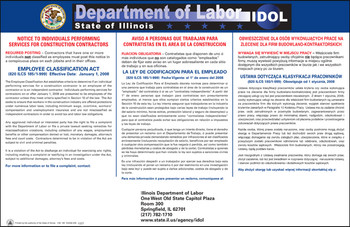 Illinois Construction Contractors Notice State Specialty Policy Poster