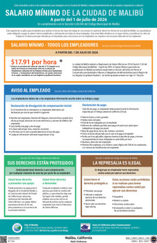 Malibu, California Local Minimum Wage Ordinance Poster