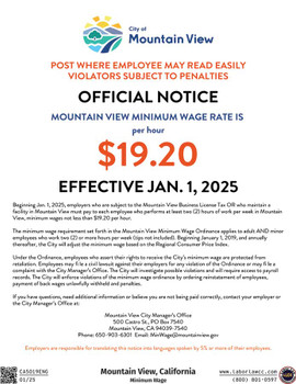 Mountain View, California Minimum Wage Supplemental Poster