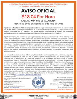 Pasadena, California Minimum Wage Supplement
