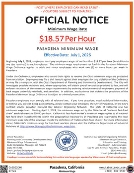 Pasadena, California Minimum Wage Supplement