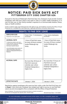 Pittsburgh, Pennsylvania Paid Sick Leave