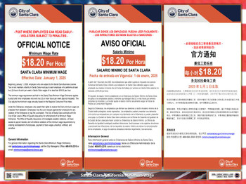 Santa Clara, California Local Minimum Wage Ordinance Supplemental Poster