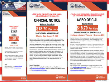 Santa Clara, California Local Minimum Wage Ordinance Supplemental Poster