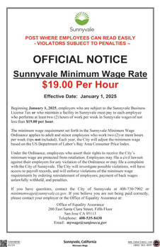 Sunnyvale, California Local Ordinance Supplemental Poster