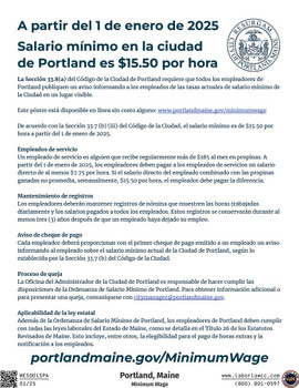 Portland, Maine Minimum Wage Supplemental Poster