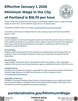 Portland, Maine Minimum Wage Supplemental Poster