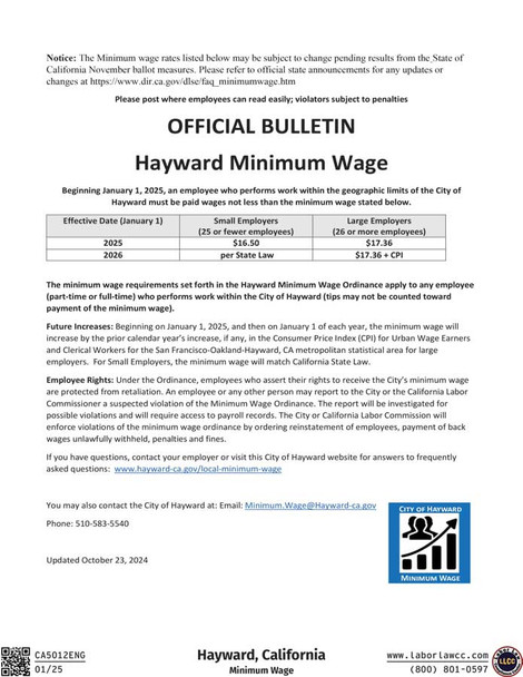 Hayward, California Supplemental Poster Hayward, California Supplemental Poster