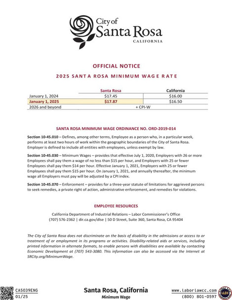 Santa Rosa, California Supplemental Poster