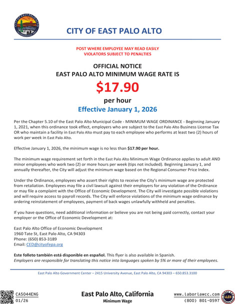 East Palo Alto, California Minimum Wage Supplement