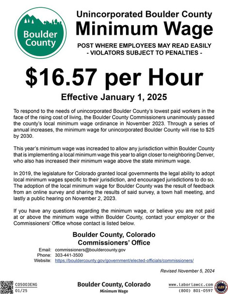 Boulder, Colorado Minimum Wage Supplement Boulder, Colorado Minimum Wage Supplement