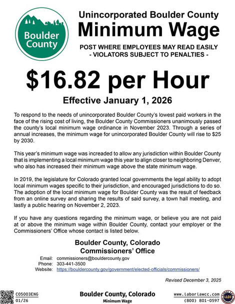 Boulder, Colorado Minimum Wage Supplement