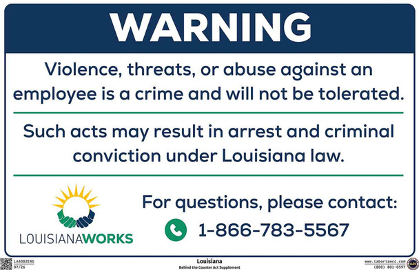 Louisiana Behind the Counter Act Supplement