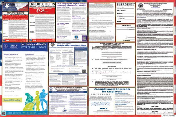 Mississippi Labor Law Posters State and Federal Combo Mississippi Labor Law Posters State and Federal Combo