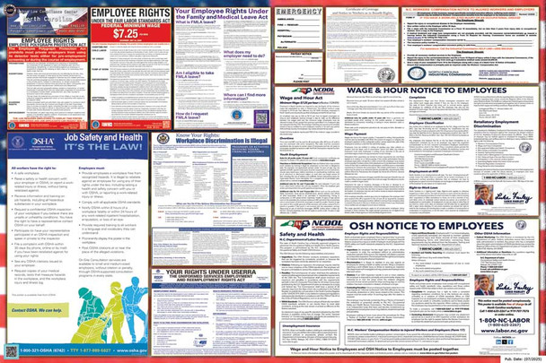 North Carolina Labor Law Posters State and Federal Combo North Carolina Labor Law Posters State and Federal Combo