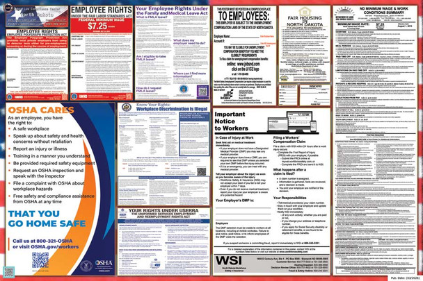 North Dakota Labor Law Posters State and Federal Combo