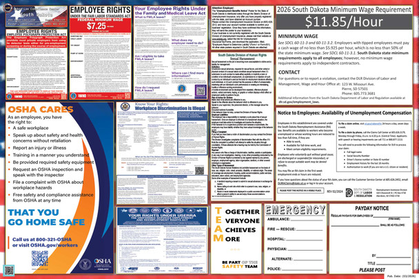 South Dakota Labor Law Posters State and Federal Combo