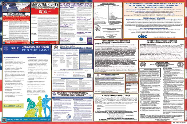 Texas Labor Law Posters State and Federal Combo