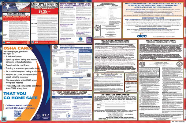 Texas Labor Law Posters State and Federal Combo