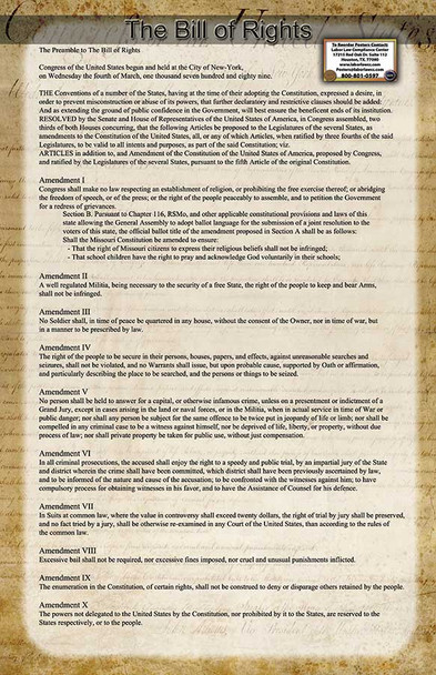 United States Bill of Rights Poster