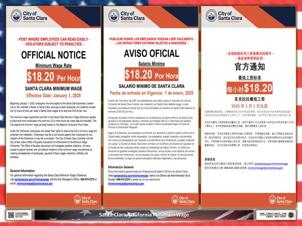 Santa Clara, California Local Minimum Wage Ordinance Supplemental Poster Santa Clara, California Local Minimum Wage Ordinance Supplemental Poster