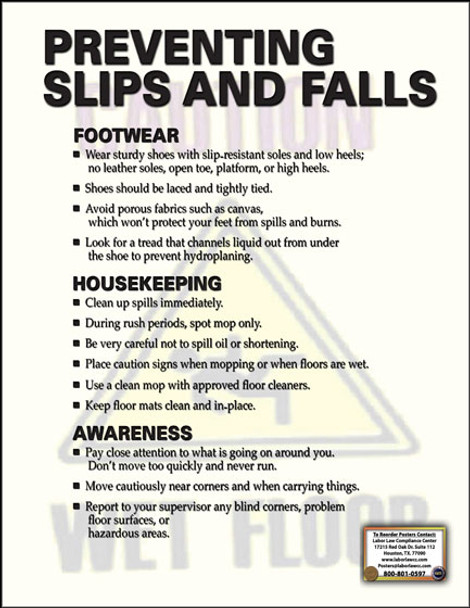 Preventing Slips and Falls Safety Poster