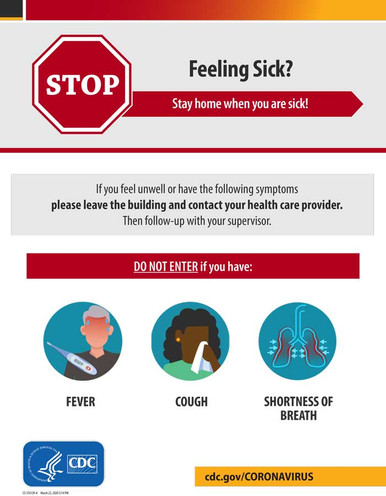 CDC Stop, Stay Home When You're Sick poster