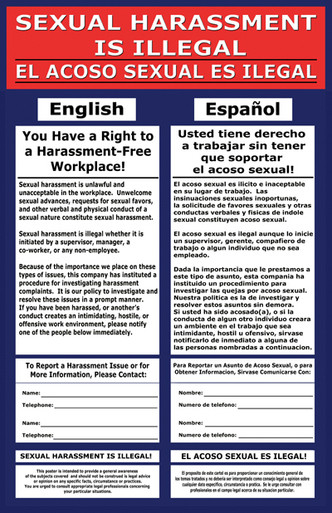 Sexual Harassment Labor Law Posters 1225