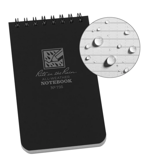 Rite in the Rain 3 x 5 Notebook - Black - detail view