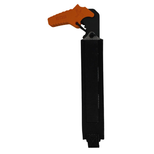 BreachCap MOLLE vertical pouch with orange spike cover installed — front view