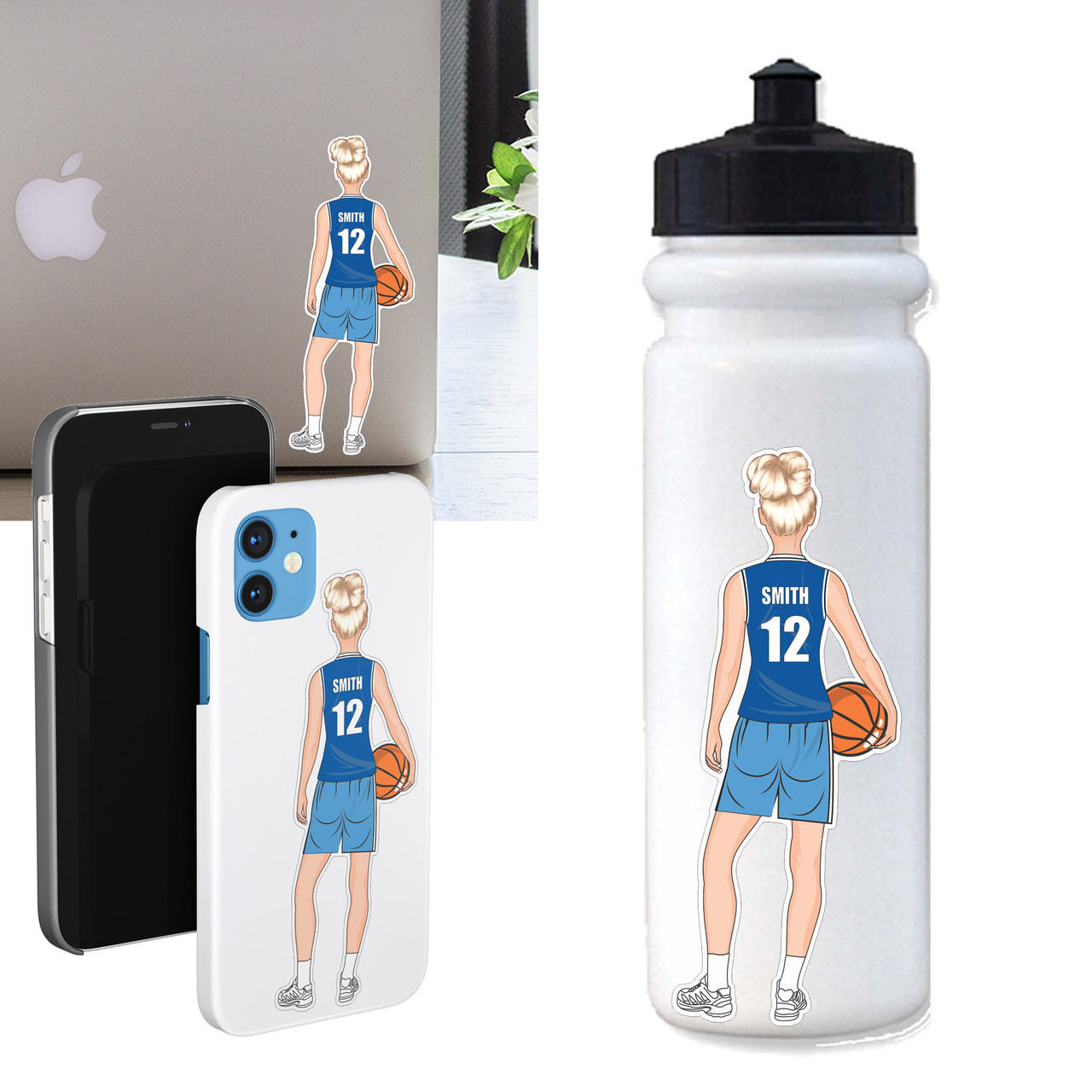 Stinky Lockers 6 Pack Personalized Female Basketball Sticker  