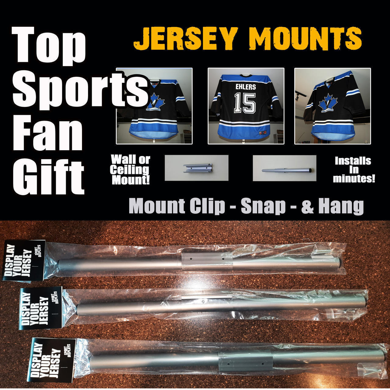 Stinky Lockers Hockey Jersey Mount-3 Pack 