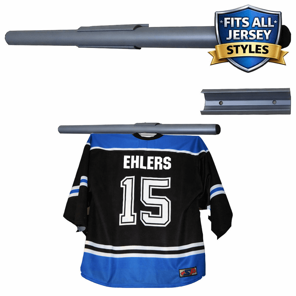 Jersey Wall Mount components showing the mounting hardware used to create a clean floating sports jersey display.