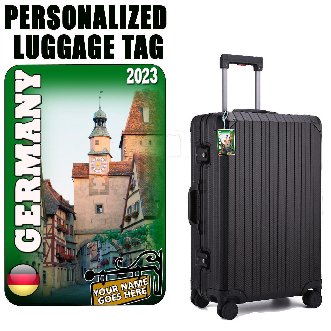 Stinky Lockers Personalized Germany Luggage Tag with Loop 