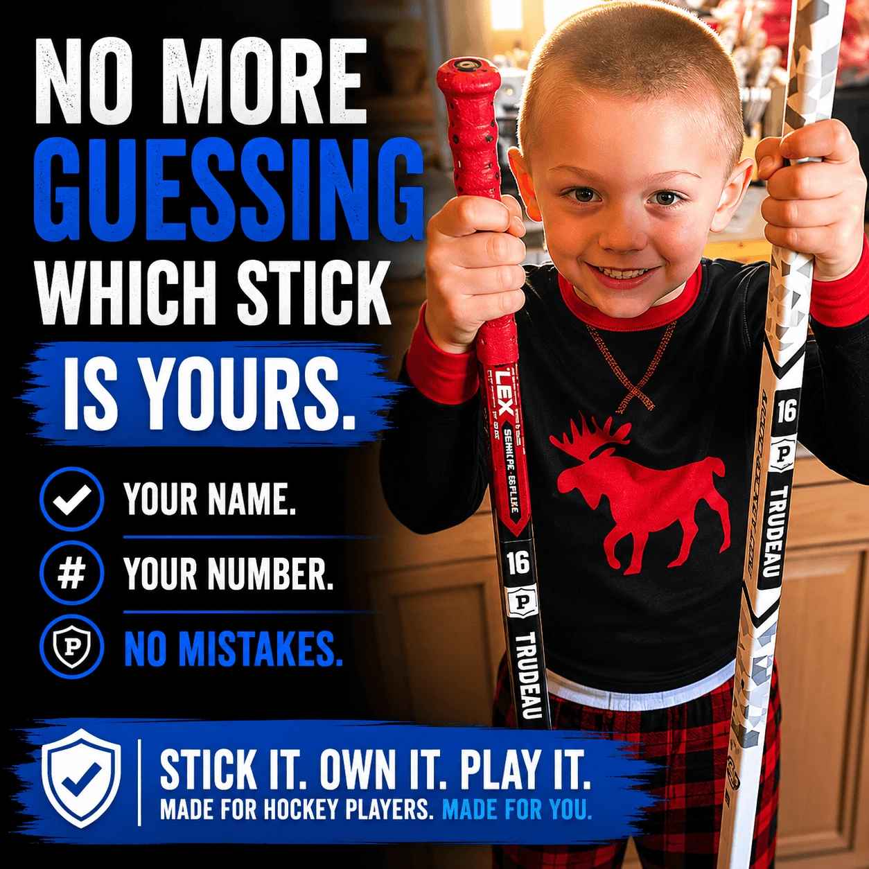 Stinky Lockers Personalized Hockey Team Combo – Bag Tag, Stick & Water Bottle Decals, vibrant hockey-themed decals for hockey equipment and accessories.
