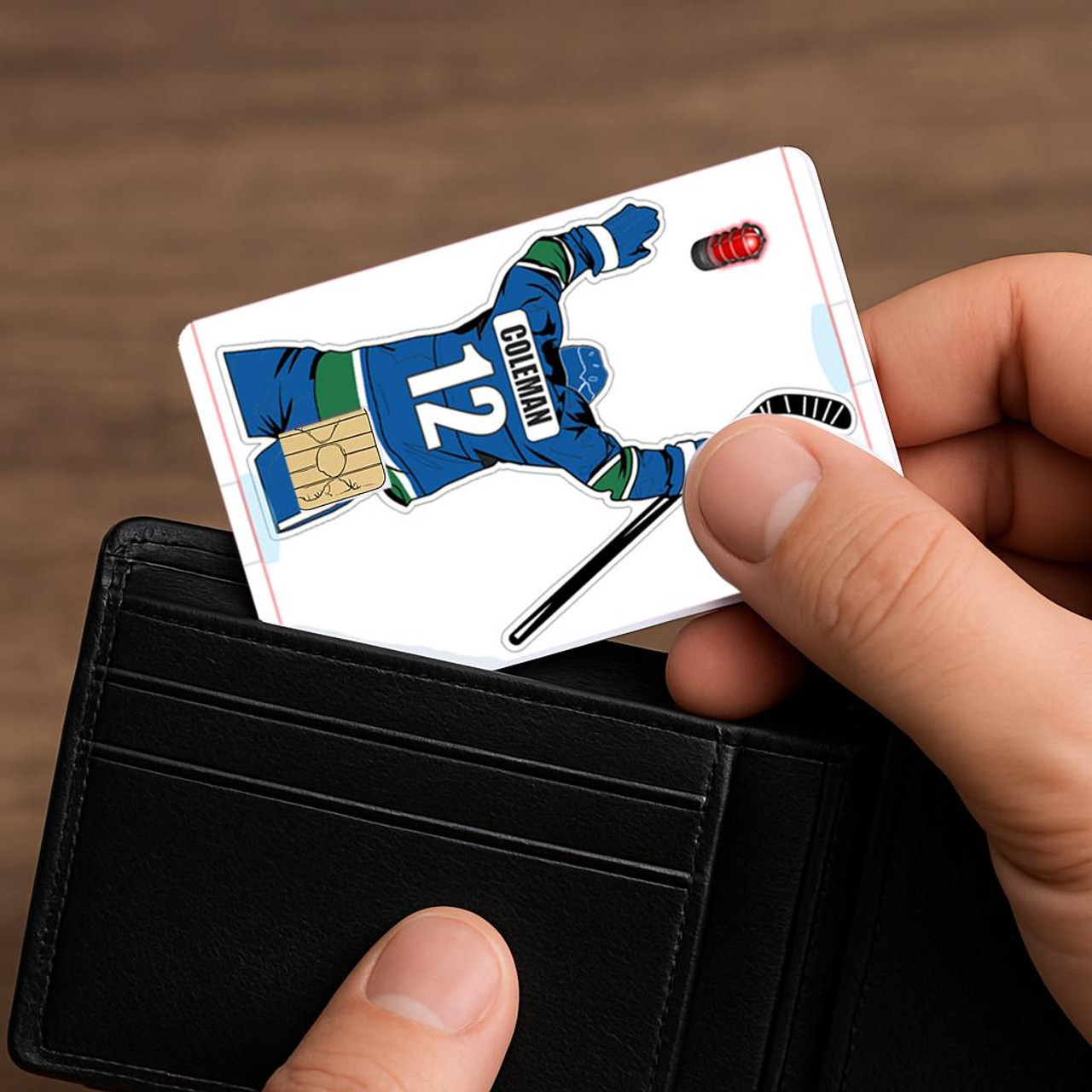 Stinky Lockers Hockey Celly Card Skin – Personalized Credit/Debit Card Sticker Pack 