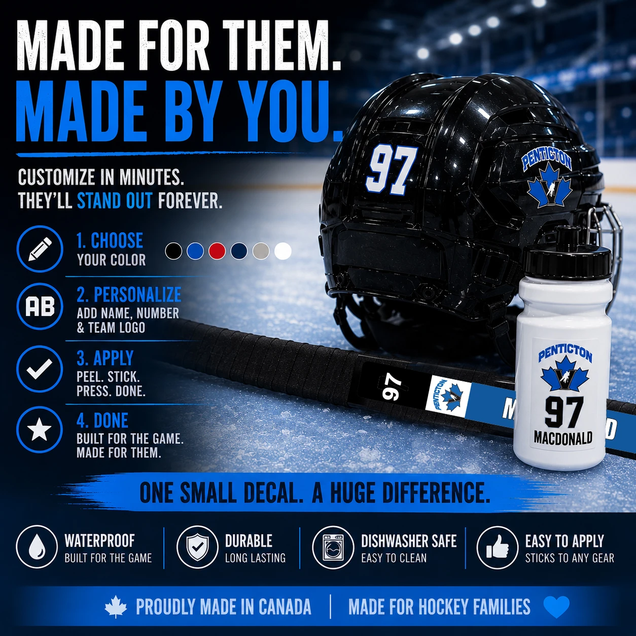 Affordable hockey name stickers help prevent lost gear and costly replacements by keeping player equipment clearly labeled.