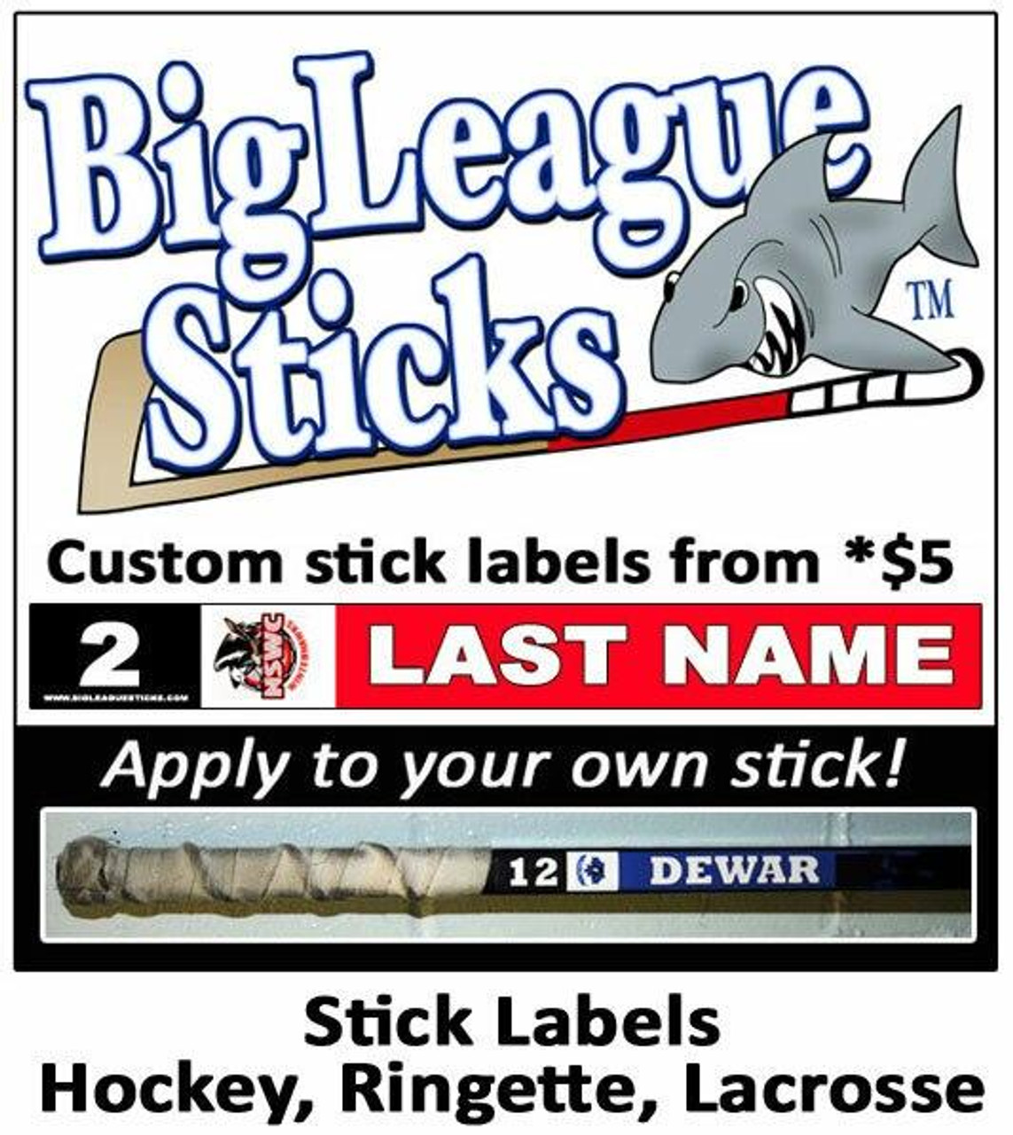Personalized Hockey Stick Stickers-10 Pack