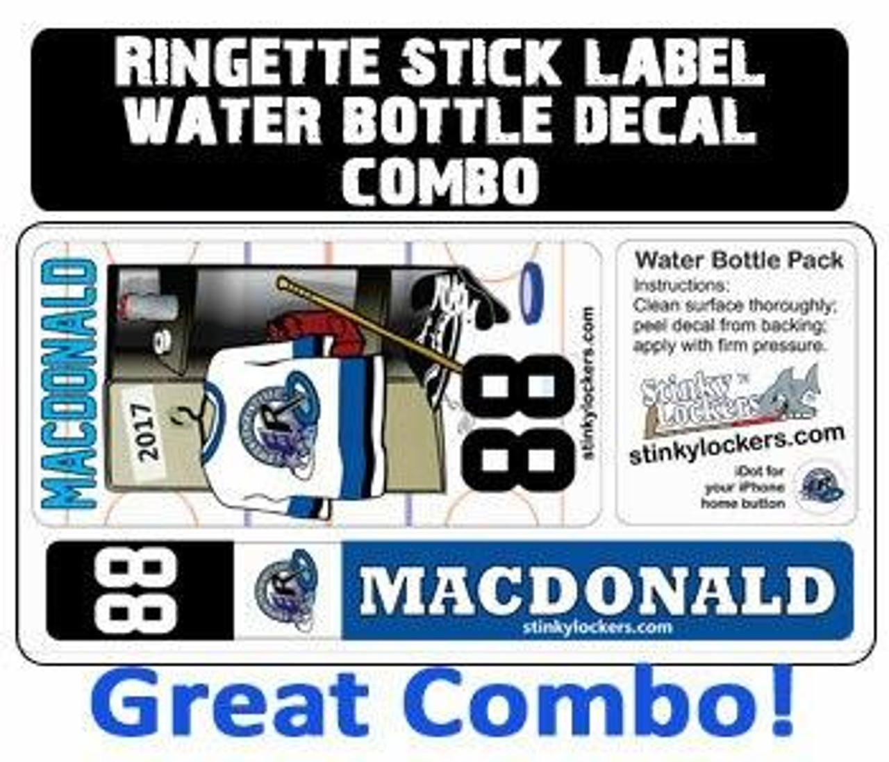 Ringette Stick Label and Water Bottle Decal Combo