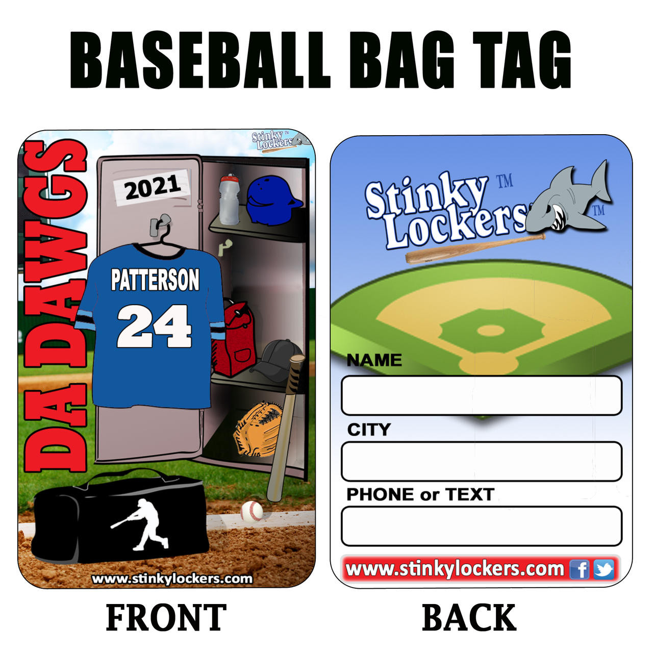 Personalized Baseball Luggage Tag with Loop