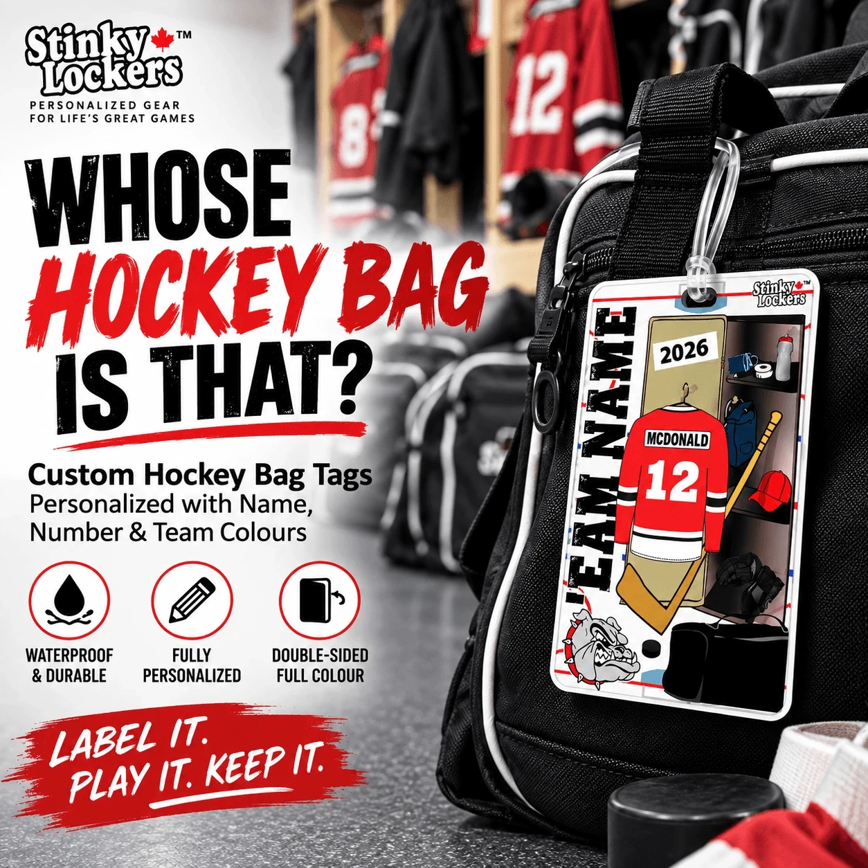 Mississauga Hurricanes Personalized Hockey Bag Tag – Custom Name & Number